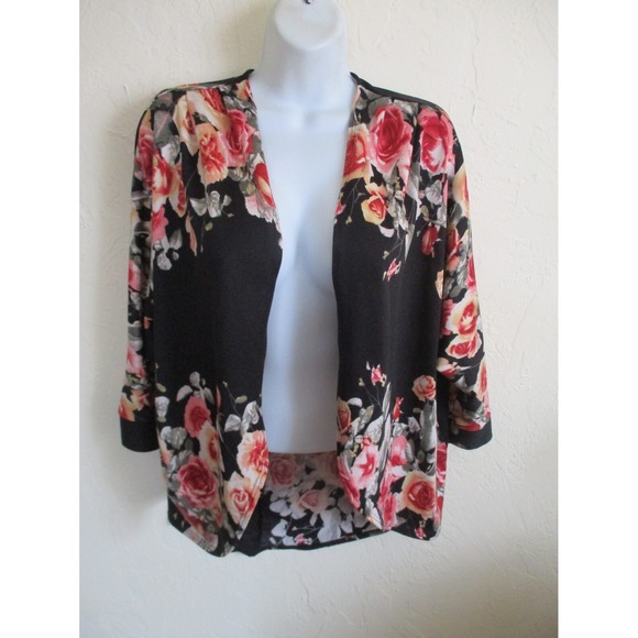 Anthropologie Sweaters - Mauve Anthropologie Cardigan Top Size Large Floral Print Open Front Knit